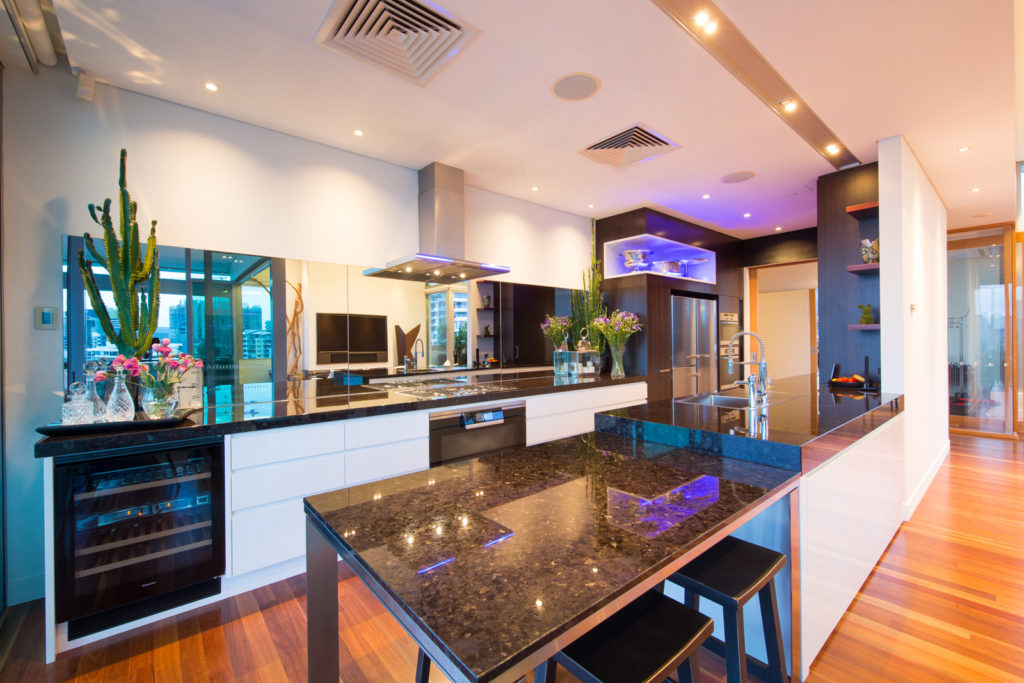 Luxury designer kitchen steals spotlight from spectacular city views!